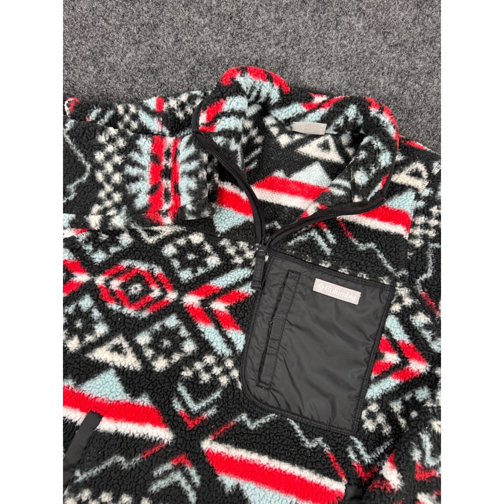 Columbia Womens M Sherpa Fleece Pullover Aztec Print Half Zip Jacket